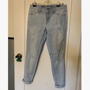 Distressed Light Wash Mid-Rise Jeans